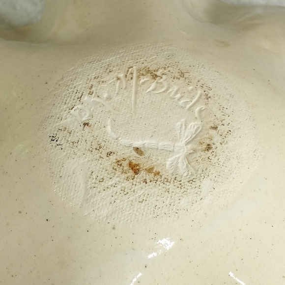 Hand Spun Pottery Bowl Raised Flower Design by D.K. Mc Bride Pottery - Picture 8 of 9